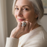 Vintage Silver Ring Set with Glass Turquoise