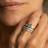 Vintage Ring Set with Blue Crystals