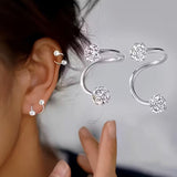 Lightweight Luxury Earring Set with Spiral Beads and Rhinestones