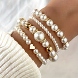 Set of White Pearl Bracelets