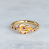 Vintage Pink Ring with Golden Celestial Knot