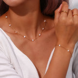 Pearl Necklace and Bracelet Set in Stainless Steel