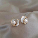 Luxury White Opal Earrings with Pearls in Gold