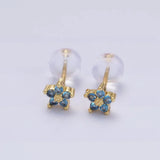 Nail Stud Earrings with Delicate Flower