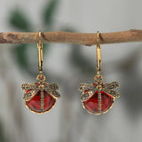Dragonfly Sphere Earrings in Antique Silver