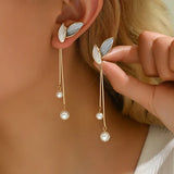Elegant Leaf-Shaped Earrings with Pearls