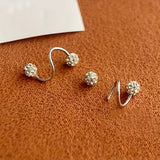 Lightweight Luxury Earring Set with Spiral Beads and Rhinestones