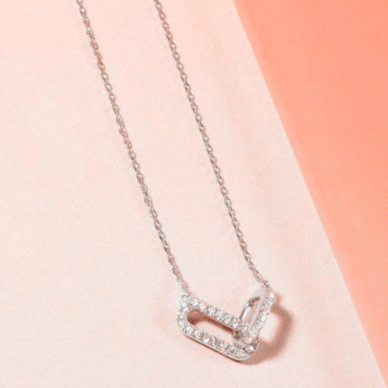 Double Oval Knot Pendant Diamond Necklace