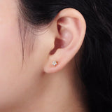 Nail Stud Earrings with Delicate Flower