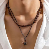 Luxurious men's necklace with turquoise and tiger's eye beads