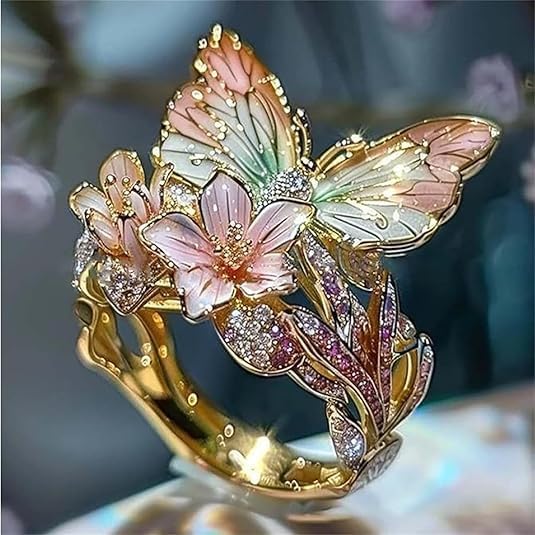 Nature's Brilliant Butterfly Ring with Zirconia