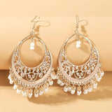 Timeless White Bead Mandala Earrings