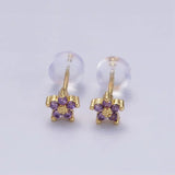 Nail Stud Earrings with Delicate Flower