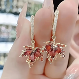Golden Leaf Earrings with Zirconia