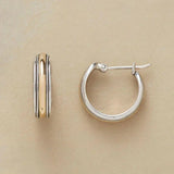 Vintage Golden Line Hoop Earrings in Silver