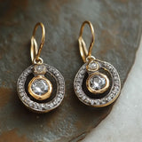 Classic Earrings with Zirconia and Gold