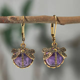 Dragonfly Sphere Earrings in Antique Silver