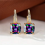Gold Hoop Earrings with Mysterious Stones