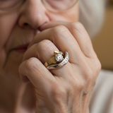 Vintage Irregular Ring in Gold and Silver with Zirconia