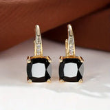 Gold Hoop Earrings with Mysterious Stones
