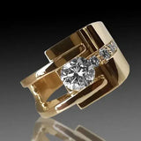 Irregular Vintage Gold Ring with Zirconia