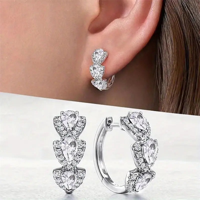 Hoop Earrings with Sparkling Crystal