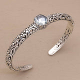 Vintage open silver bracelet with zirconias