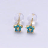 Nail Stud Earrings with Delicate Flower