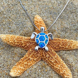 Sea Turtle Necklace and Earring Set in Opal and Silver