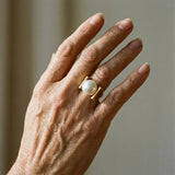 Golden Ring with Vintage Pearl Inlays