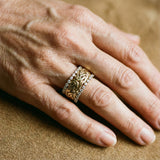 Vintage Gold Braided Ring with Zirconia