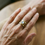 Vintage Gold Ring with Moonstone Inlays
