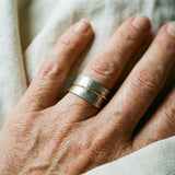 Vintage Silver Ring with Zirconia and Gold Trim