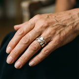 Vintage ring in rose gold and silver with zirconia