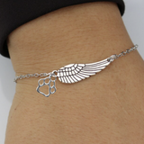 Memorial Bracelet in Silver with Angel Wing and Footprint | Handmade
