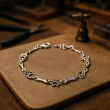 Dog Paw and Bone Charm Bracelet in Pure Silver, Limited Edition