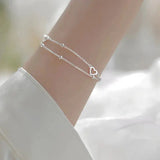 Adjustable Silver Bracelet with Heart