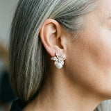 Elegant Earrings with Flower and Pearl