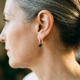 Elegant Gold Earrings with Black Zirconia