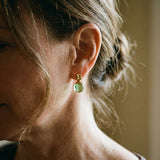 Vintage Earrings with Green Crystal in Gold