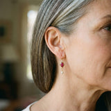 Vintage Earrings with Ruby and Pearl