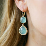 Vintage Earrings with Turquoise and Moonstone