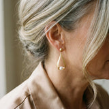 Earrings with Crystals and Round Pearls