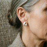 Luxury earrings with white opal and pearls in gold
