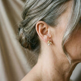 Pearl and Zirconia Earrings in Gold