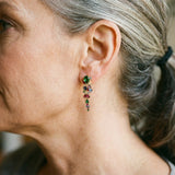 Gold Earrings with Multicoloured Zircons
