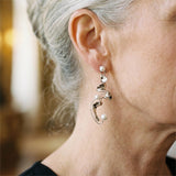 Abstract vintage silver earrings with pearls
