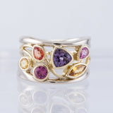 Vintage Ring in Gold and Silver with Coloured Zirconia