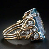 Vintage Gold Ring with Layers of Blue Zirconia