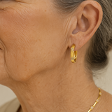 Vintage Hoop Earrings with Golden Flower